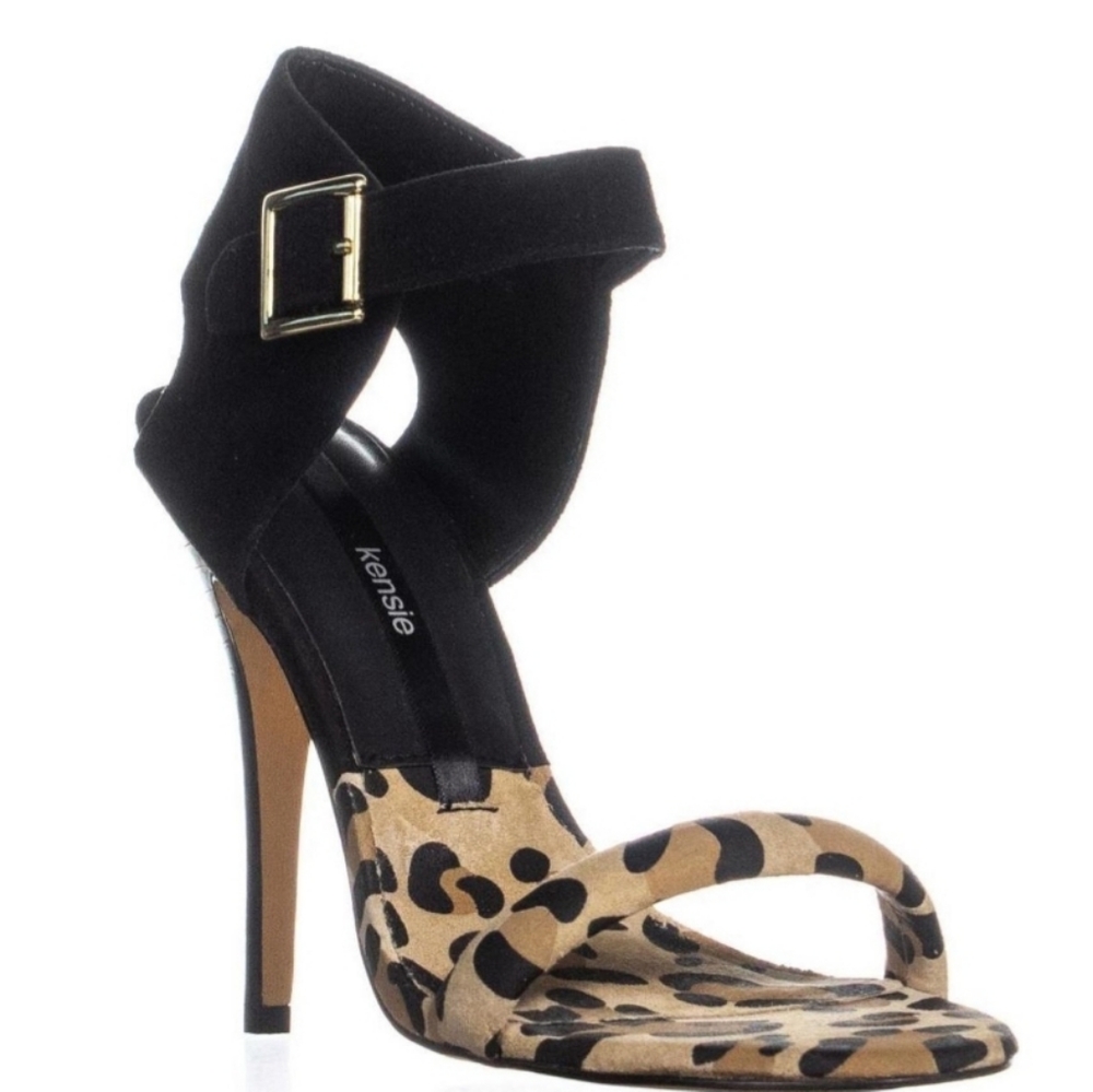 Kensie Ravette Ankle Strap Peep Toe Pumps, Leopard